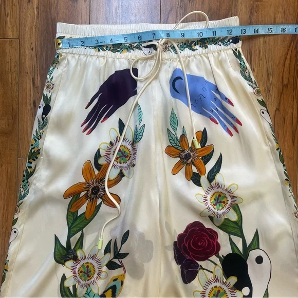 ALÉMAIS Meagan Novelty Printed 100% Silk Pants Size US 2 - Picture 5 of 16
